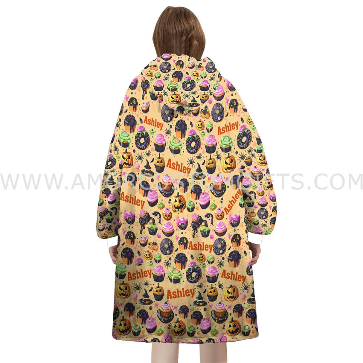 Personalized Donuts Cupcakes Halloween Snug Oversized Wearable Hoodie Blanket-Hoodie Blanket-Amor Custom Gifts