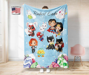 Blankets Personalized Easter Superheroes Friends Blanket | Custom Name Unisex  Baby Blanket,  Baby Avengers Super Hero Nursery Bedding Decor