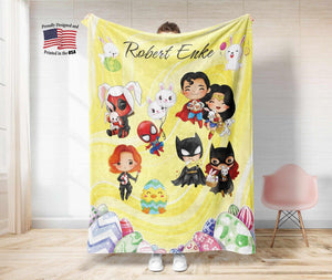 Blankets Personalized Easter Superheroes Friends Blanket | Custom Name Unisex  Baby Blanket,  Baby Avengers Super Hero Nursery Bedding Decor