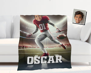 Personalized Face & Name Alabama Hockey Crimson Tide Boy Photo Blanlet-Blankets-Amor Custom Gifts