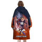 Personalized Face & Name American Football Snug Oversized Wearable Hoodie Blanket-Hoodie Blanket-Amor Custom Gifts