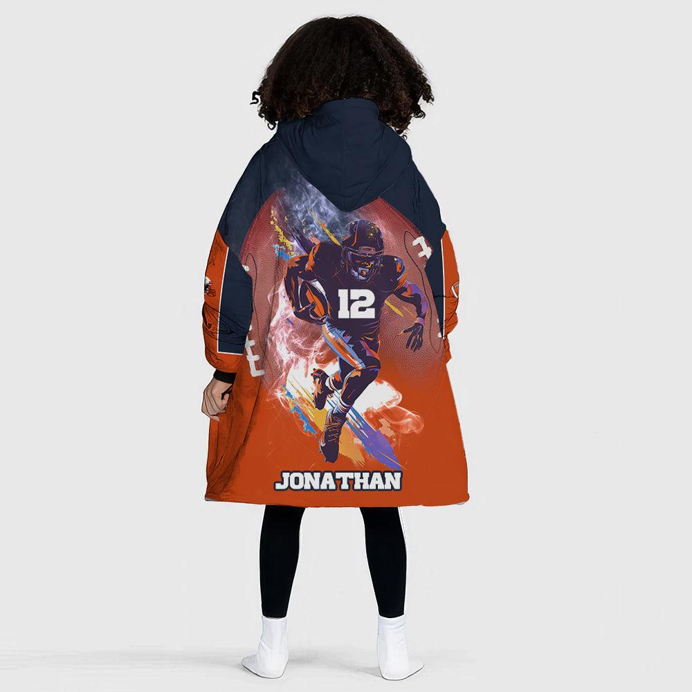 Personalized Face & Name American Football Snug Oversized Wearable Hoodie Blanket-Hoodie Blanket-Amor Custom Gifts