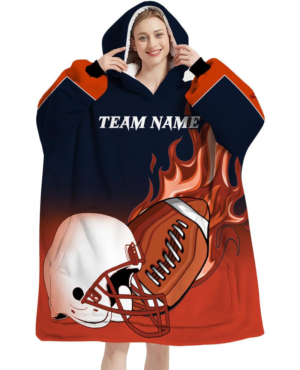 Personalized Face & Name American Football Snug Oversized Wearable Hoodie Blanket-Hoodie Blanket-Amor Custom Gifts