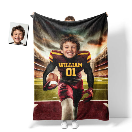 Personalized Face & Name Arizona Hockey State Sun Devils Boy Photo Blanket-Blankets-Amor Custom Gifts