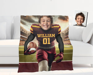 Personalized Face & Name Arizona Hockey State Sun Devils Boy Photo Blanket-Blankets-Amor Custom Gifts