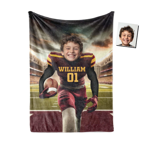 Personalized Face & Name Arizona Hockey State Sun Devils Boy Photo Blanket-Blankets-Amor Custom Gifts