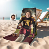 Personalized Face & Name Arizona Hockey State Sun Devils Photo Boy Beach Towel - Amor Custom Gifts