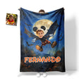 Personalized Face & Name Cartoon Mouse Moonlit Bat Flight Halloween Boy Photo Blanket-Blankets-Amor Custom Gifts