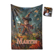 Personalized Face & Name Cartoon Mouse Witchy Woodland Halloween Boy Photo Blanket-Blankets-Amor Custom Gifts