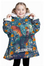 Personalized Face & Name Dinosaur Halloween Girl Snug Oversized Wearable Hoodie Blanket-Hoodie Blanket-Amor Custom Gifts