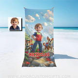 Personalized Face & Name Dog Patrol Safari Boy Photo Beach Towel Towels