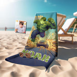 Personalized Face & Name Green Boy Superhero Photo Beach Towel - Amor Custom Gifts