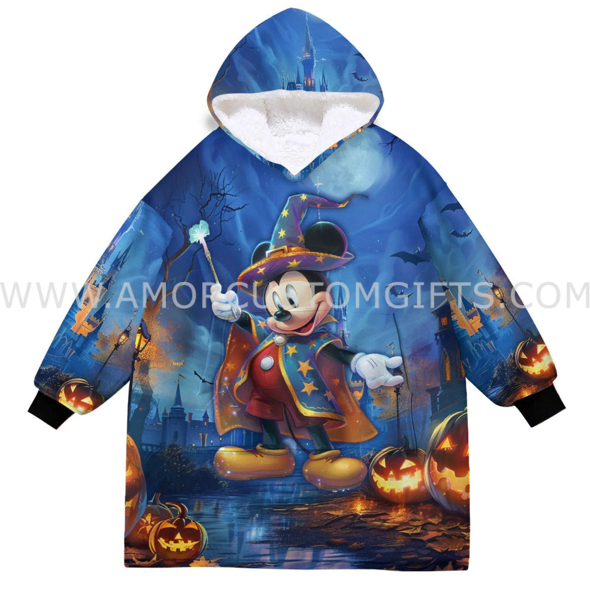 Personalized Face & Name Magic Mouse Halloween Boy Snug Oversized Wearable Hoodie Blanket-Hoodie Blanket-Amor Custom Gifts