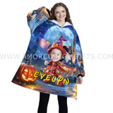 Personalized Face & Name Magic Mouse Halloween Girl Snug Oversized Wearable Hoodie Blanket-Hoodie Blanket-Amor Custom Gifts