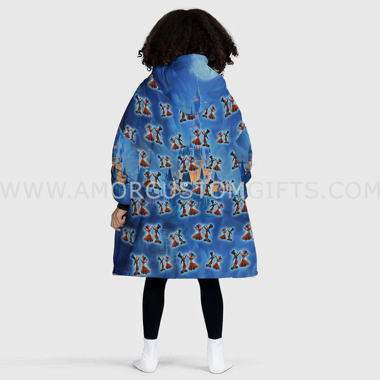 Personalized Face & Name Magic World Couple Halloween Snug Oversized Wearable Hoodie Blanket-Hoodie Blanket-Amor Custom Gifts