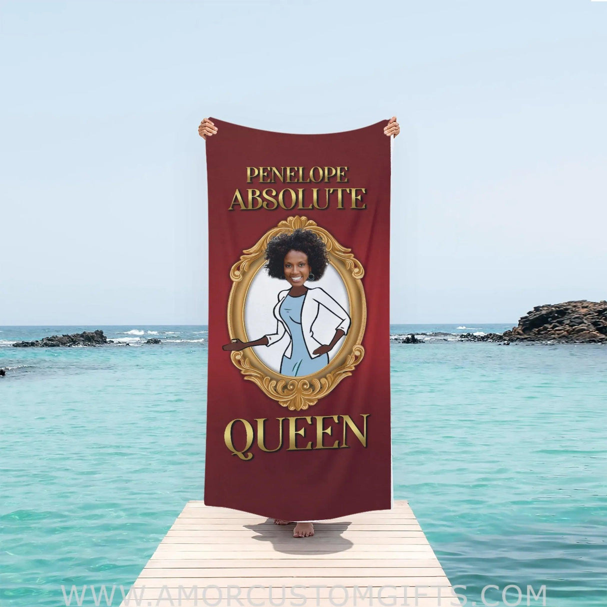 Personalized Face & Name Mother’s Day Absolute Queen Beach Towel Towels