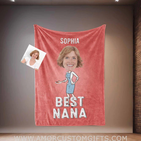 Personalized Face & Name Mother’s Day Best Nana Blanket Blankets