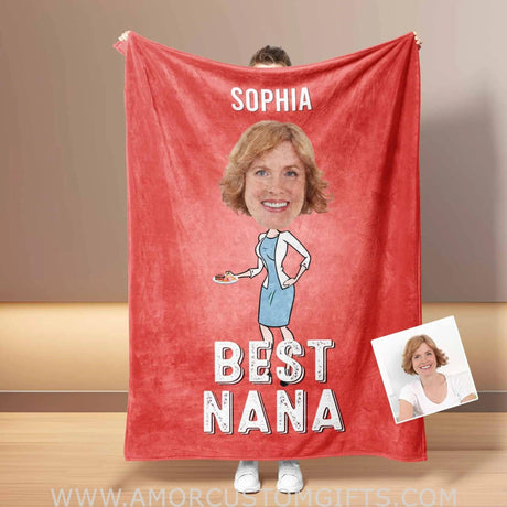 Personalized Face & Name Mother’s Day Best Nana Blanket Blankets