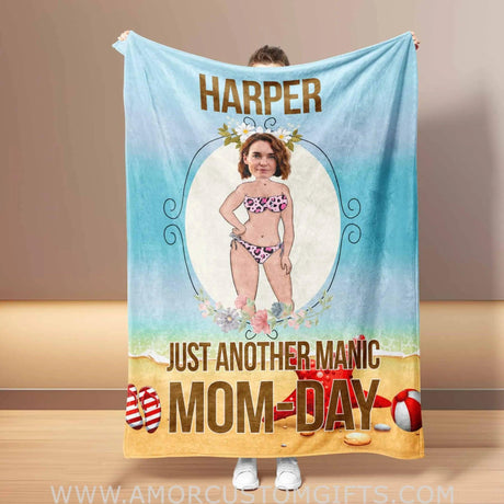 Personalized Face & Name Mother’s Day Manic Mom Blanket Blankets