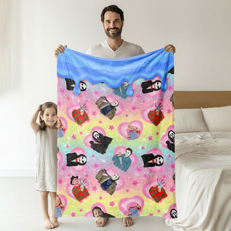 Personalized Face & Name Movies Characters Pink Halloween Blanket-Blankets-Amor Custom Gifts