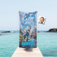 Personalized Face & Name Patrol Boy Fishing At Creek Beach Towel - Amor Custom Gifts