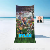 Personalized Face & Name Patrol Plant Flowers Boy Photo Beach Towel Towels