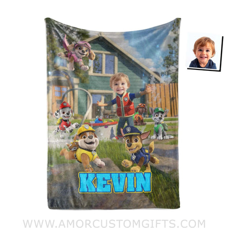 Personalized Face & Name Patrol Water Balloon Fun Boy Blanket Blankets