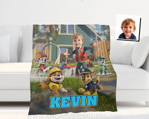 Personalized Face & Name Patrol Water Balloon Fun Boy Blanket Blankets