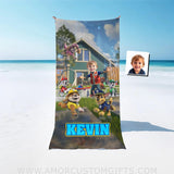 Personalized Face & Name Patrol Water Balloon Fun Boy Photo Beach Towel Towels