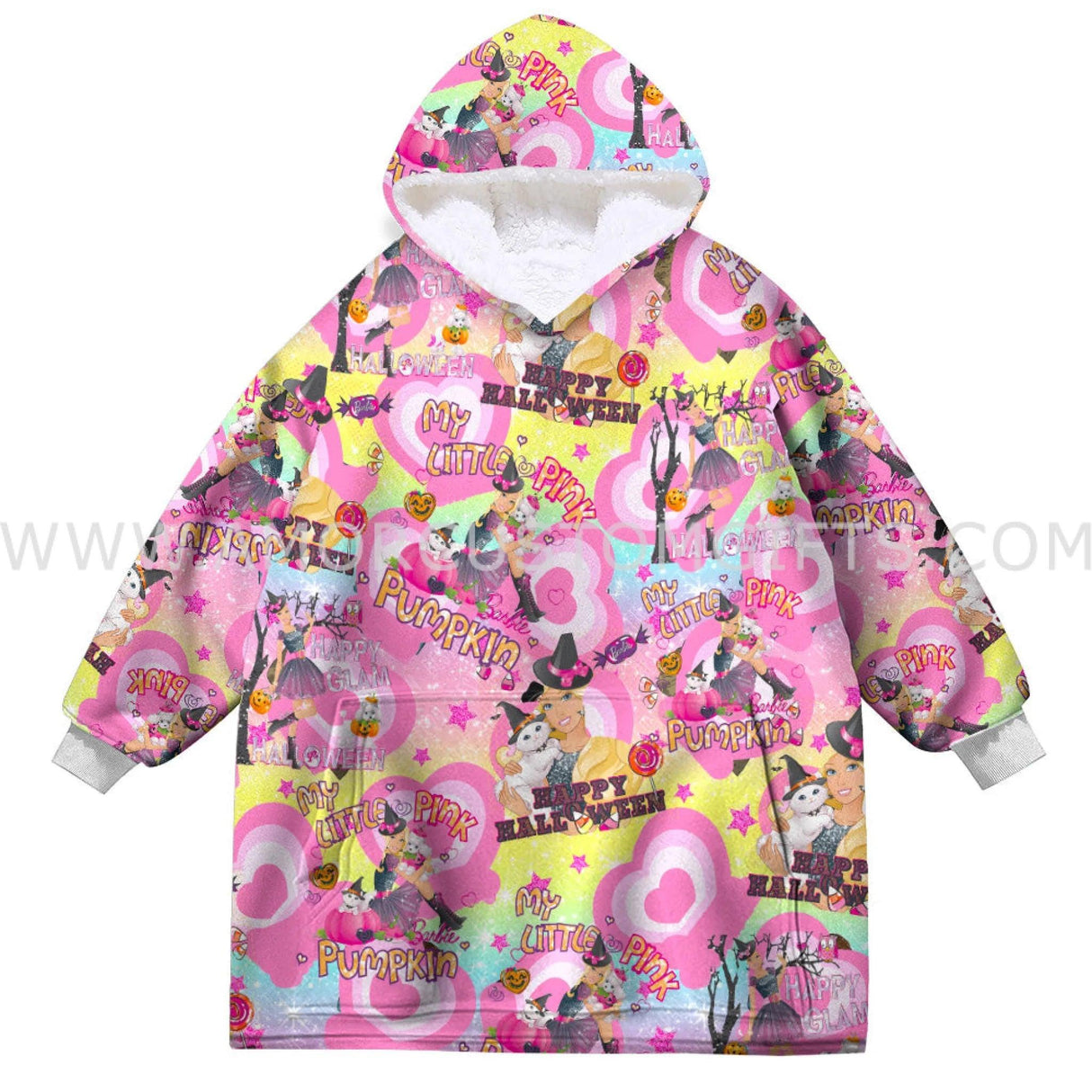 Personalized Face & Name Barbie Princess Halloween Snug Oversized Wearable Hoodie Blanket-Hoodie Blanket-Amor Custom Gifts