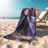 Personalized Face & Name Princess Halloween Pattern Girl Photo Beach Towel - Amor Custom Gifts