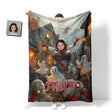 Personalized Face & Name Spider Girl Halloween Ghost Photo Blanket-Blankets-Amor Custom Gifts