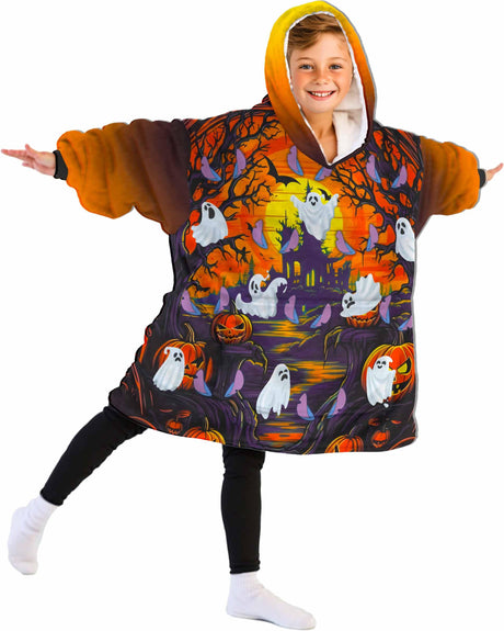 Personalized Face & Name Stitch Witch Halloween Snug Oversized Wearable Hoodie Blanket-Hoodie Blanket-Amor Custom Gifts