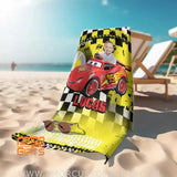 Towels Personalized Face & Name Summer Cartoon Disney Car Boy Beach Towel