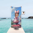 Towels Personalized Face & Name Summer Cartoon Mouse Mini Castle Pink Dress Beach Towel