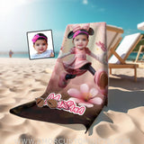 Towels Personalized Face & Name Summer Cartoon Mouse Mini Pretty In Pink Beach Towel