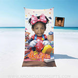 Towels Personalized Face & Name Summer Cartoon Mouse Sweat Treat Girl Beach Towel