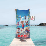 Personalized Face & Name Summer Dog Patrol Puppies Adventure Beach Volleyball Girl Towel Towels