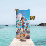 Personalized Face & Name Summer Dog Patrol Puppies Adventure Beach Volleyball Girl Towel Towels