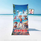 Personalized Face & Name Summer Dog Patrol Puppies Adventure Beach Volleyball Girl Towel Towels