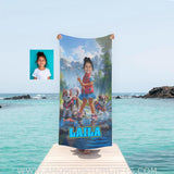 Personalized Face & Name Summer Dog Patrol Puppies Adventure Fishing Girl Beach Towel Towels