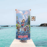 Personalized Face & Name Summer Dog Patrol Puppies Adventure Fishing Girl Beach Towel Towels