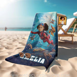 Personalized Face & Name Summer Dog Patrol Puppies Adventure Scuba Diving Girl Beach Towel Towels