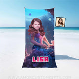 Towels Personalized Face & Name Summer Minecraft Mermaid Girl Beach Towel