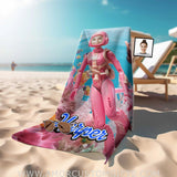 Towels Personalized Face & Name Summer Barbie Diving Beach Towel