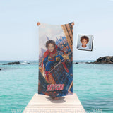 Personalized Face & Name Summer Spider Boy Swinging Superhero Beach Towel Towels