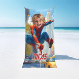 Personalized Face & Name Superhero Spider Boy Beach Towel - Amor Custom Gifts