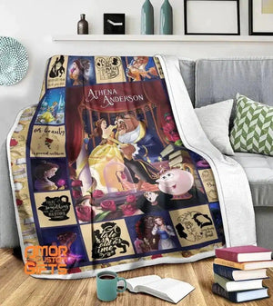 Blankets Personalized Fairy Tale Beauty & The Beast Blanket - Custom Name Princess Belle Blanket For Baby Girls Nursery Theme Tapestry