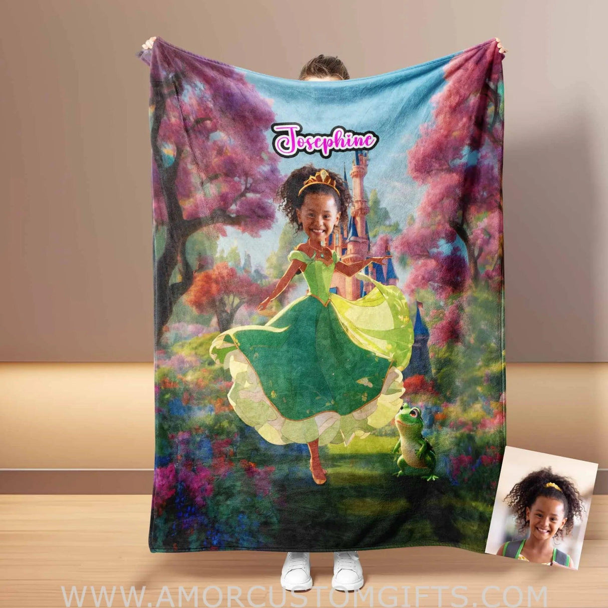 Blankets Personalized Fairy Tale Black Princess Tiana 6 Blanket | Custom Name & Face Girl Princess Blanket