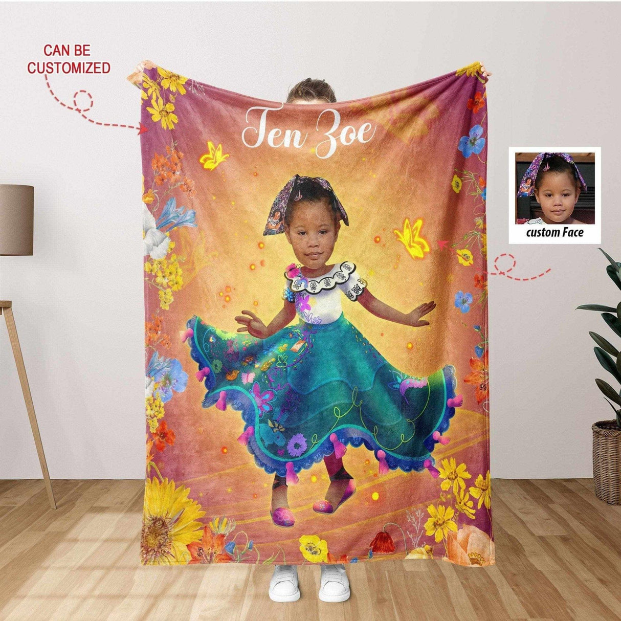 Blankets Personalized Fairy Tale Encanto Blanket | Custom Name & Face Girl Encanto Blanket